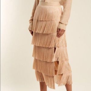 Raey Silk Fringe Skirt with side slit